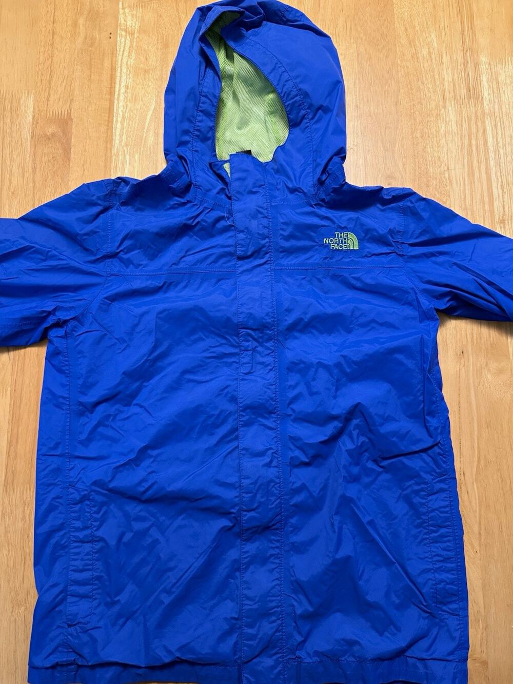 The North Face Boys XL 18/20 Blue Hooded Rain Jacket Nylon Mesh Lined